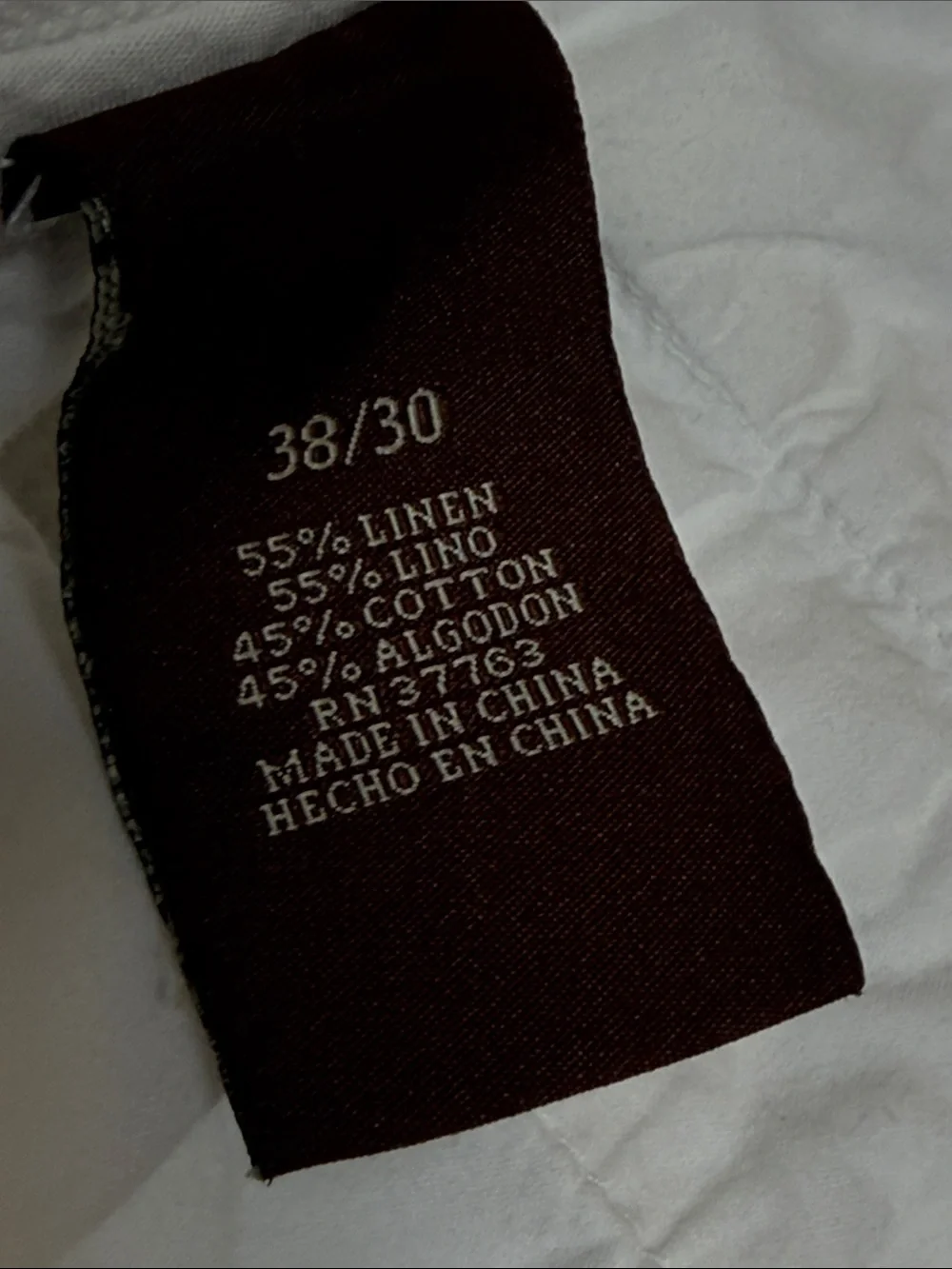 Perry Ellis White Linen-Blend Casual Chinos tag=38/30 see measurements